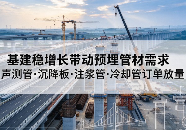 黄骅基建稳增长带动预埋监测管材需求，声测管、沉降板、注浆管订单持续放量
